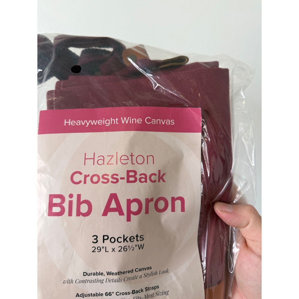 Acopa Hazleton Wine Heavyweight Canvas Cross-Back Bib Apron – Wine – New - Picture 3 of 4